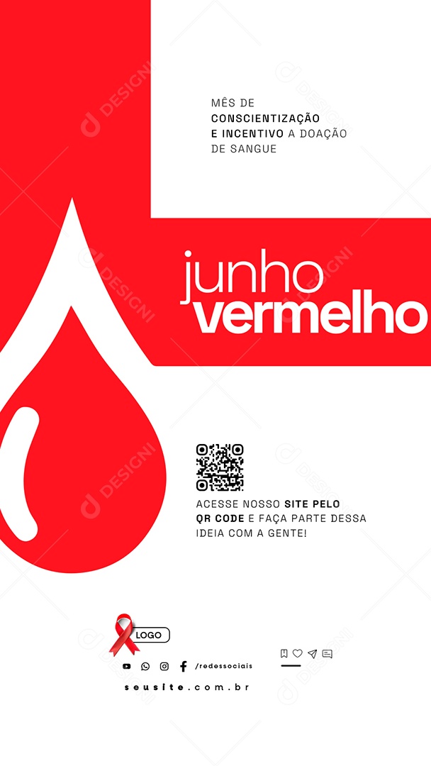 Story Junho Vermelho Mês de Conscientização e Incentivo Social Media PSD Editável