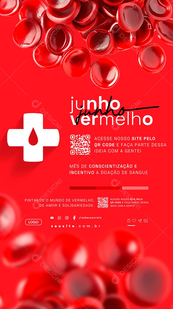 Story Junho Vermelho Mês de Conscientização e Incentivo Social Media PSD Editável