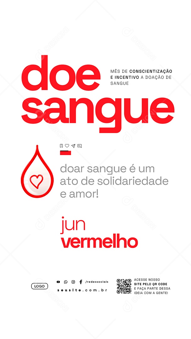 Story Junho Vermelho Doar Sangue é Um Ato de Solidariedade e Amor Social Media PSD Editável