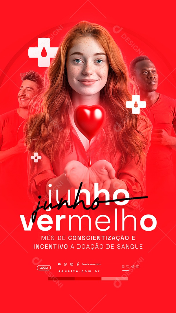 Story Junho Vermelho Mês de Conscientização e Incentivo Social Media PSD Editável