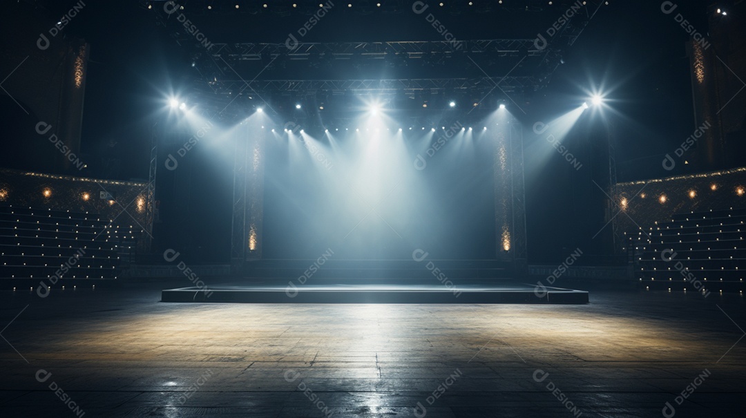 Palco de um show com luzes