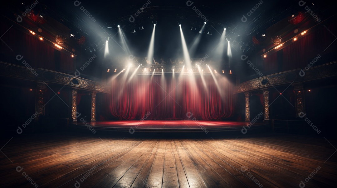 Palco de um show com luzes