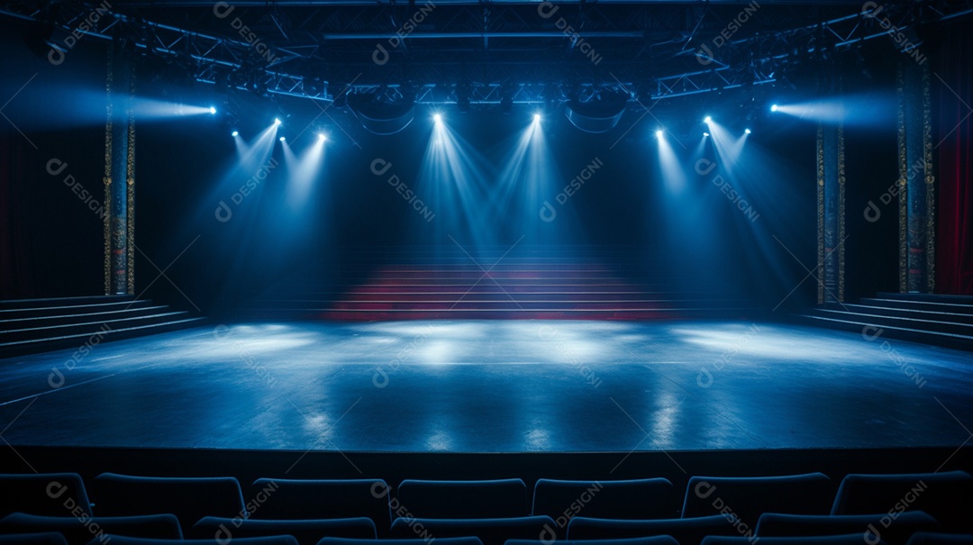 Palco de um show com luzes