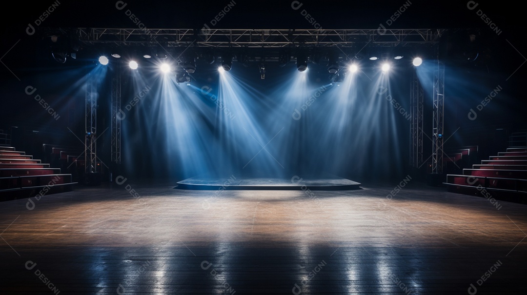 Palco de um show com luzes