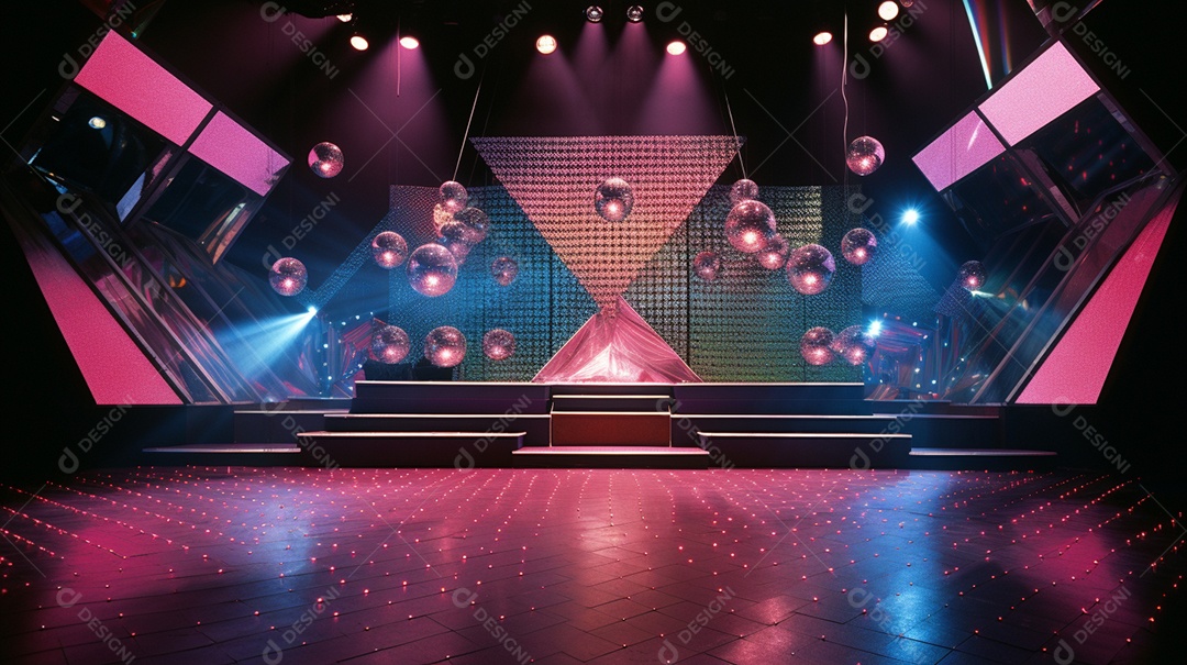 Palco de um show com luzes