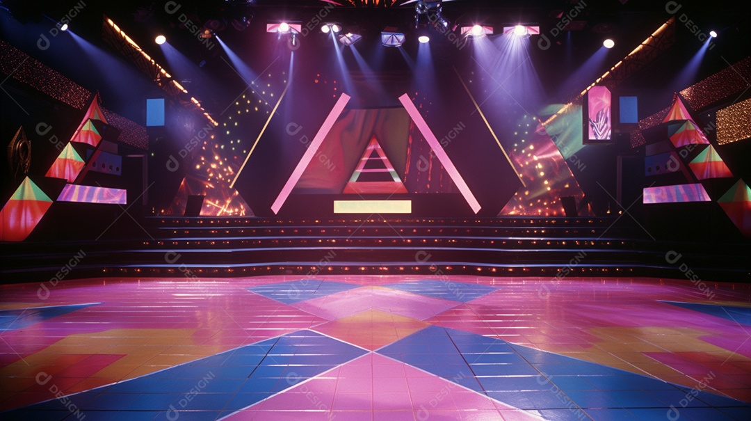 Palco de um show com luzes