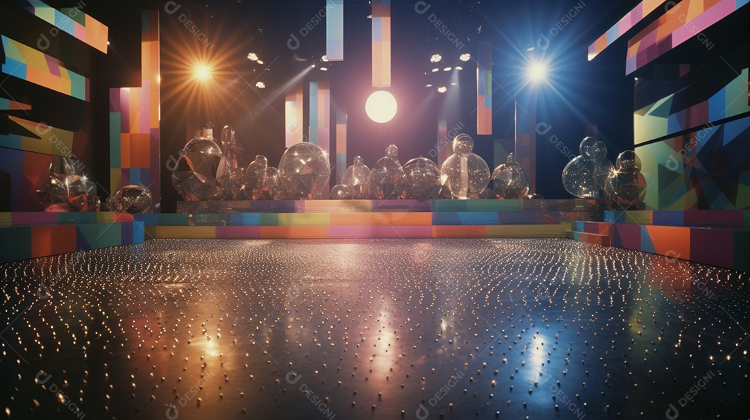 Palco de um show com luzes