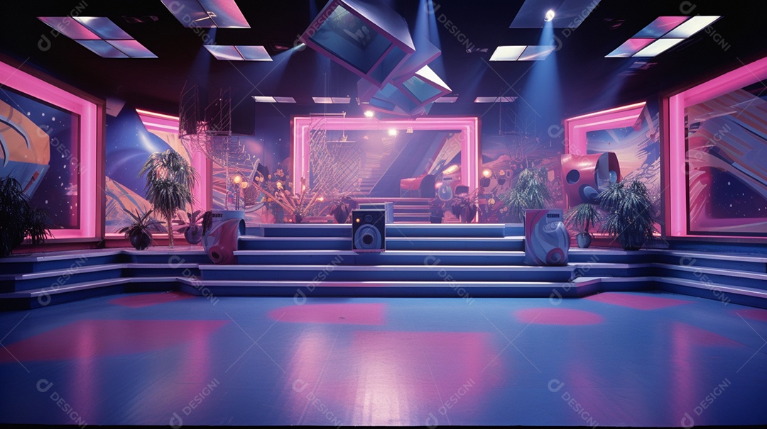 Palco de um show com luzes