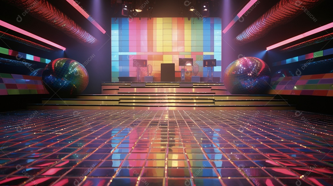 Palco de um show com luzes