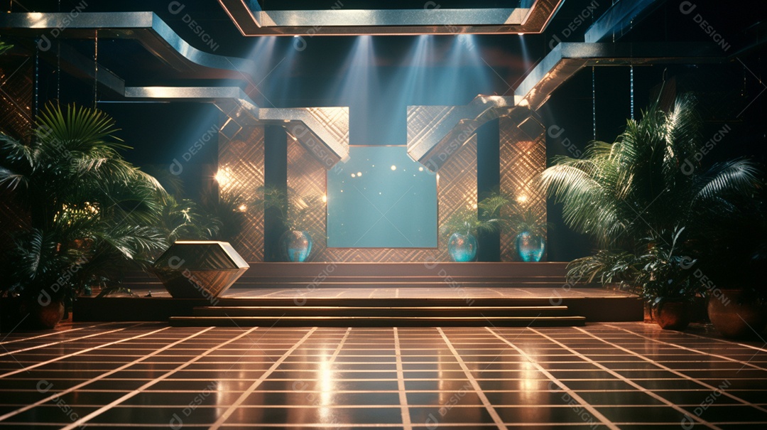 Palco de um show com luzes
