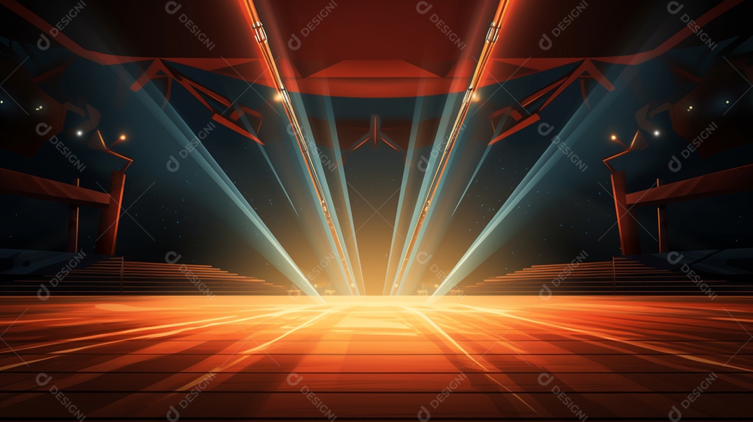 Palco de um show com luzes