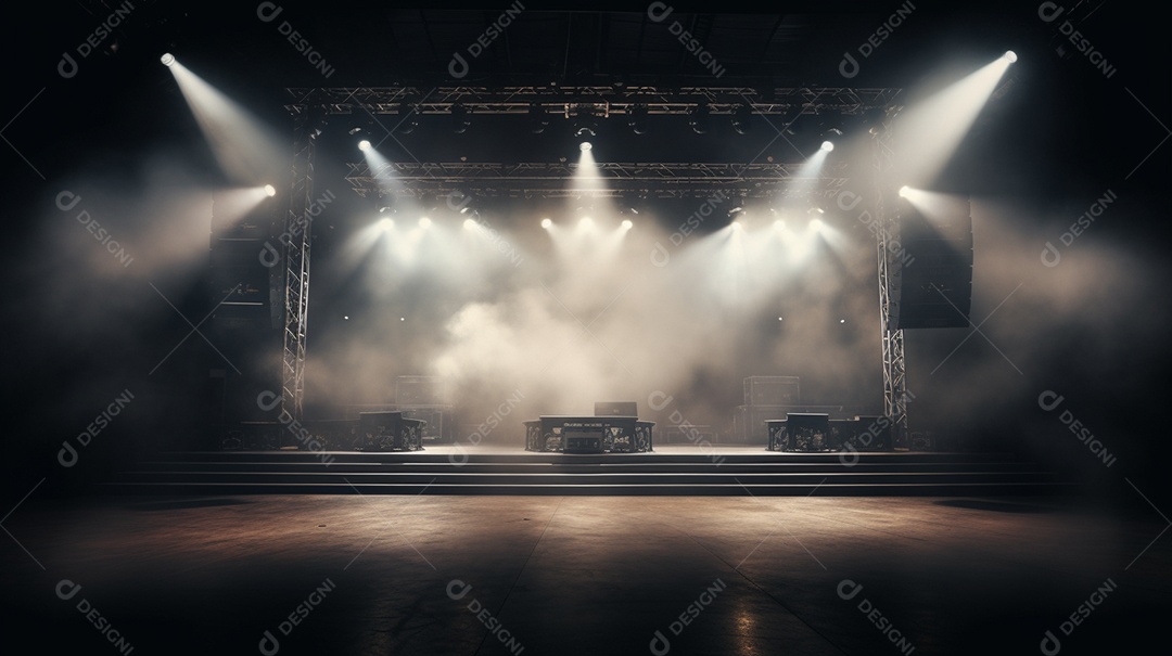 Palco de um show com luzes