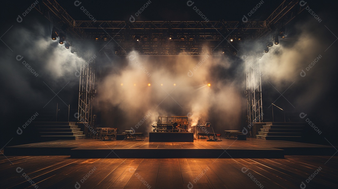 Palco de um show com luzes