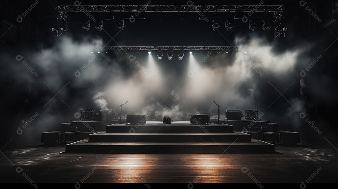 Palco de um show com luzes