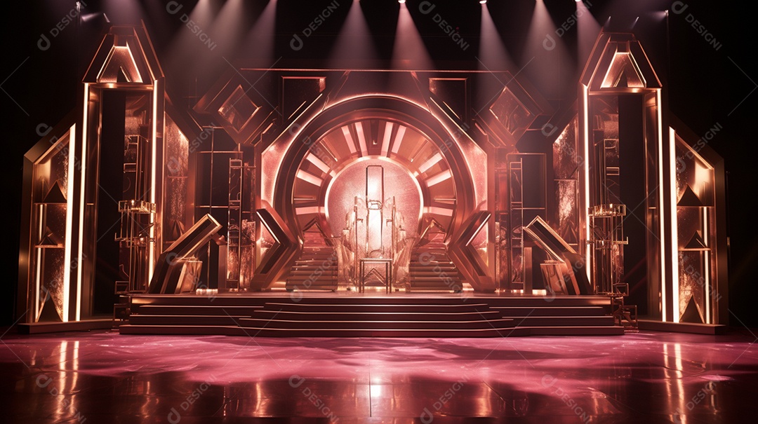 Palco de um show com luzes