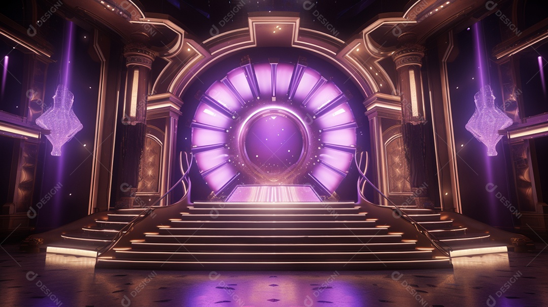 Palco de um show com luzes