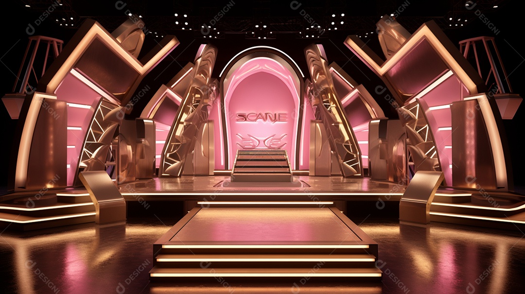 Palco de um show com luzes