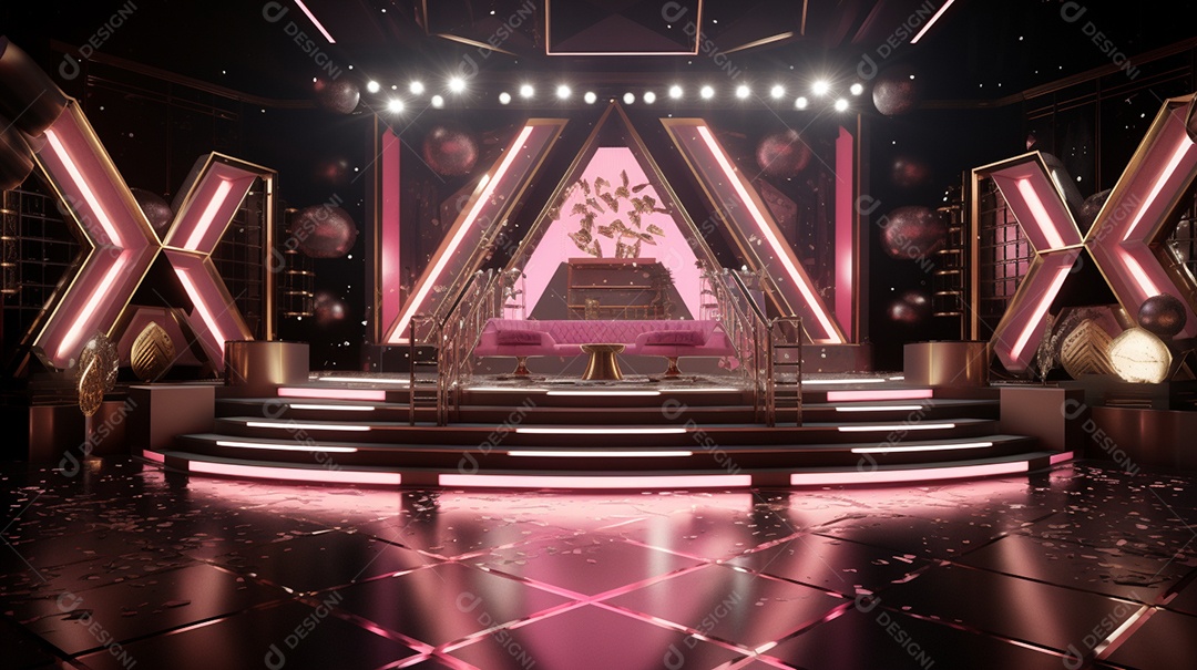 Palco de um show com luzes