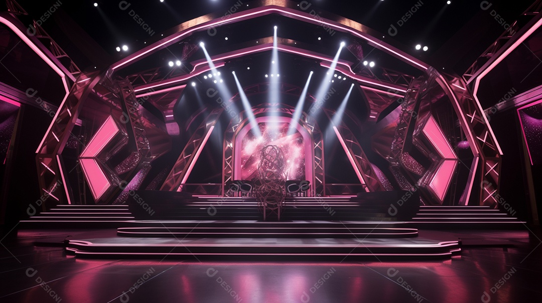 Palco de um show com luzes