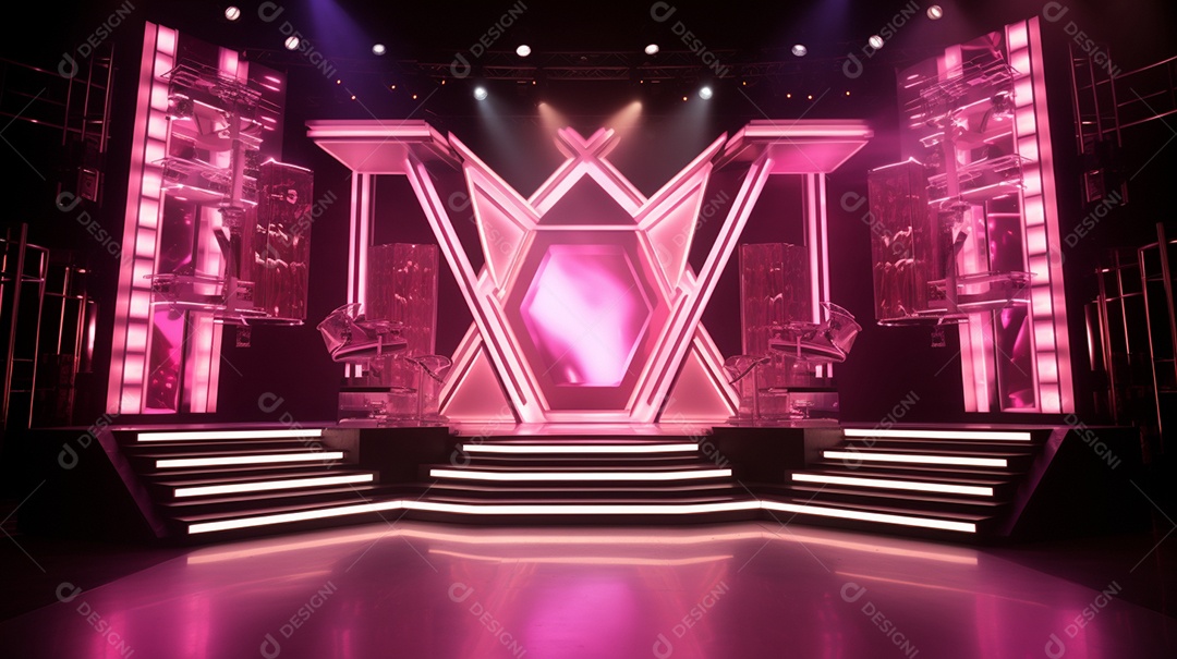 Palco de um show com luzes