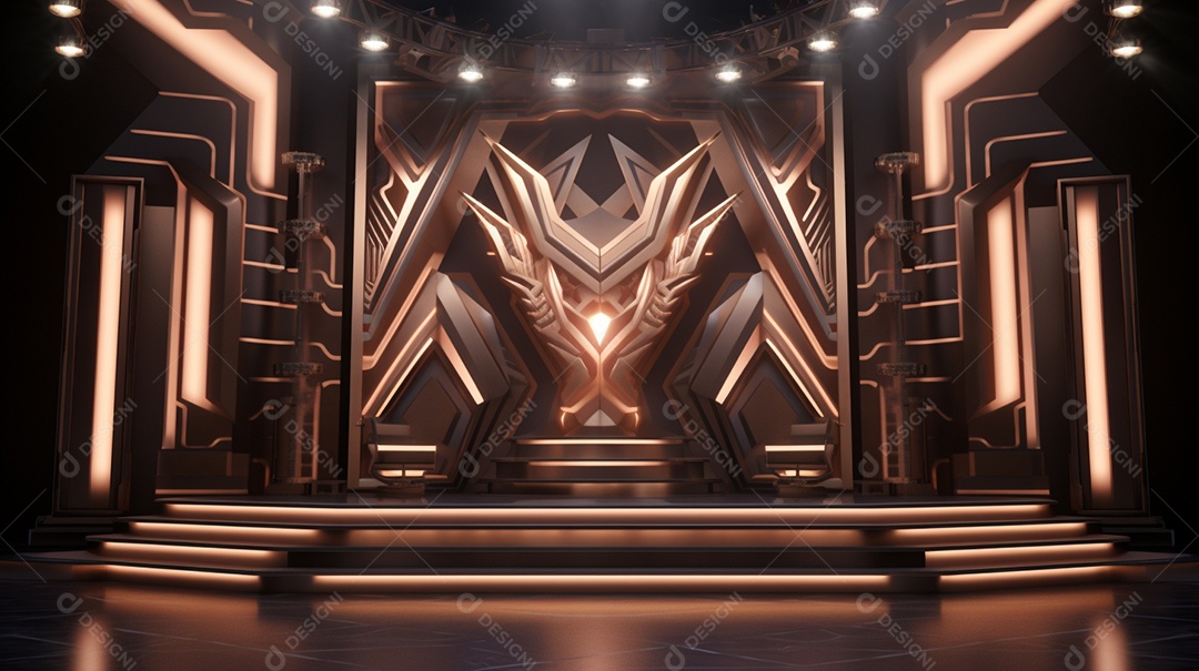 Palco de um show com luzes