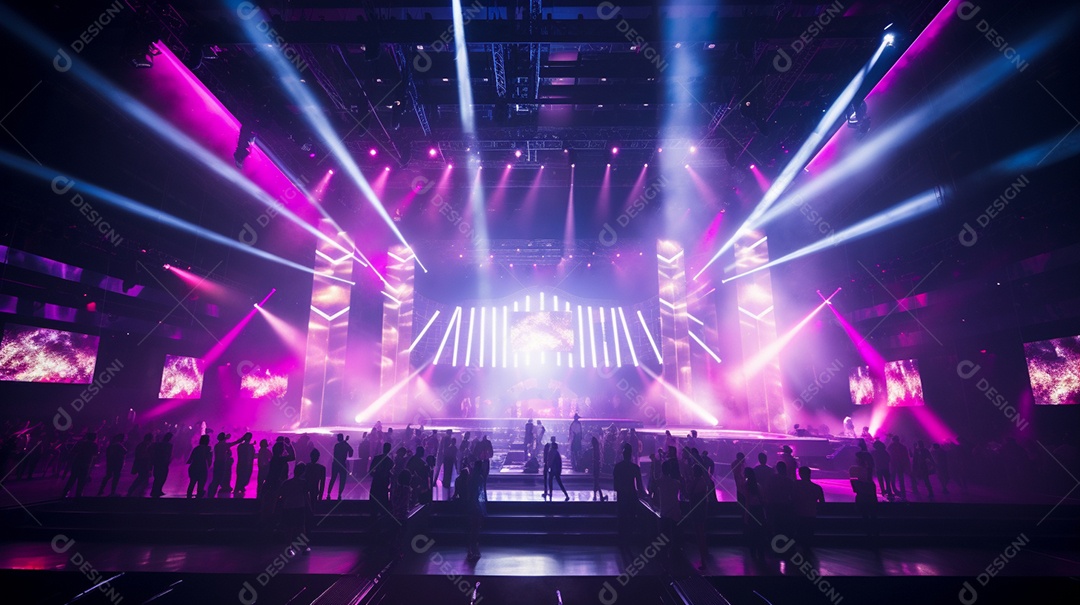 Palco de um show com luzes