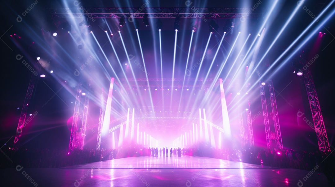 Palco de um show com luzes