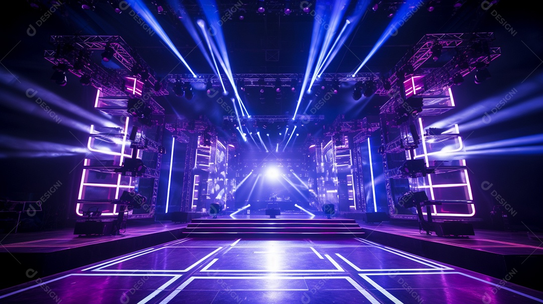 Palco de um show com luzes