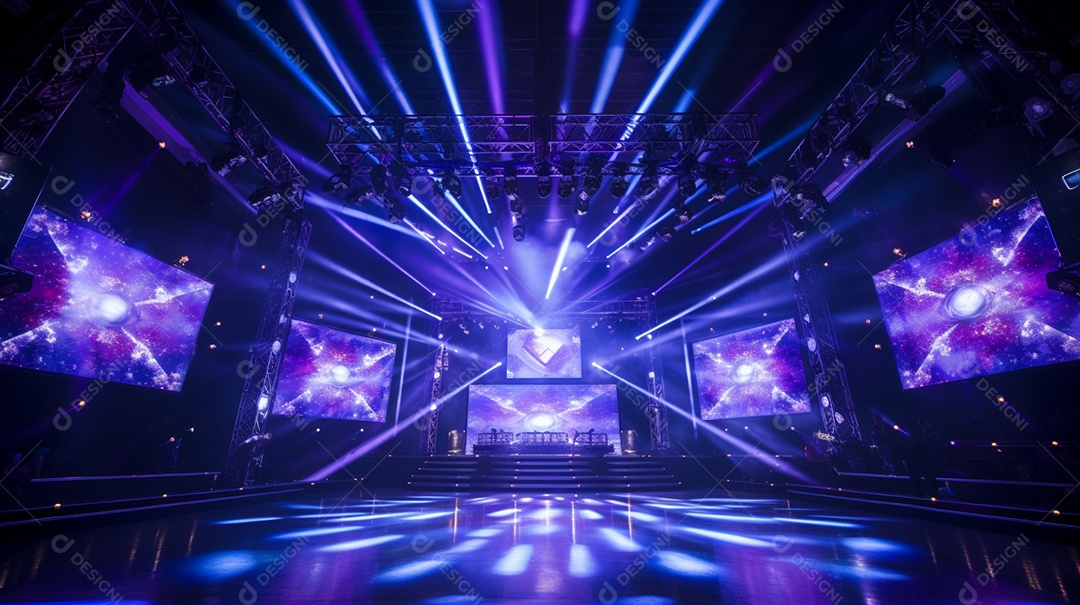Palco de um show com luzes