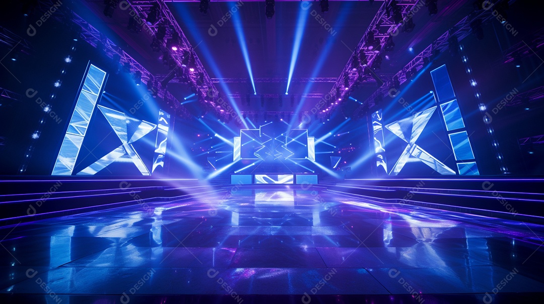 Palco de um show com luzes