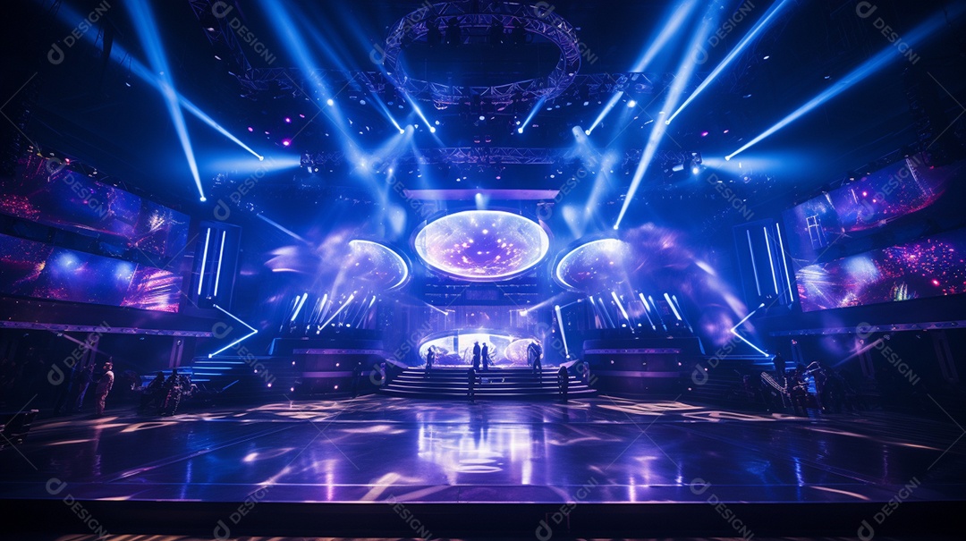 Palco de um show com luzes