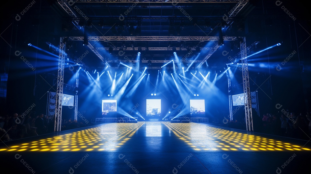 Palco de um show com luzes