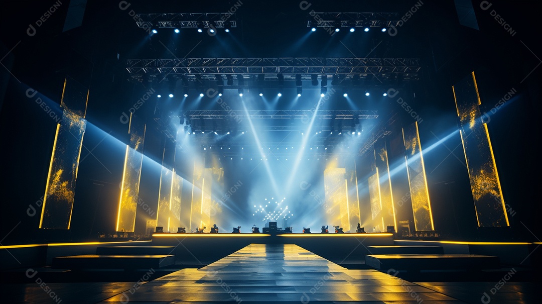 Palco de um show com luzes
