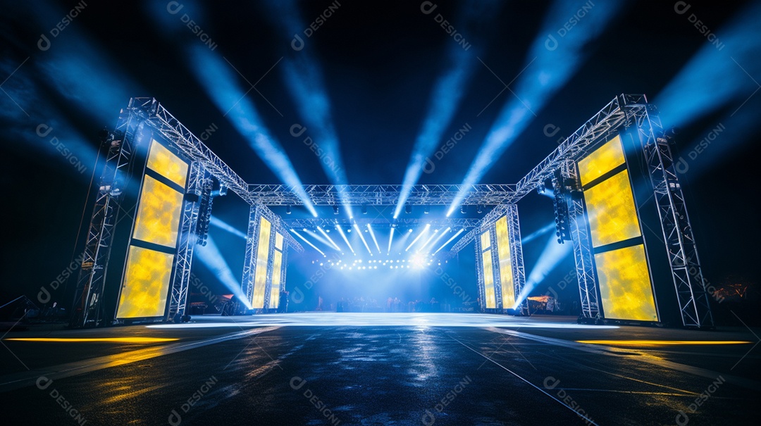 Palco de um show com luzes