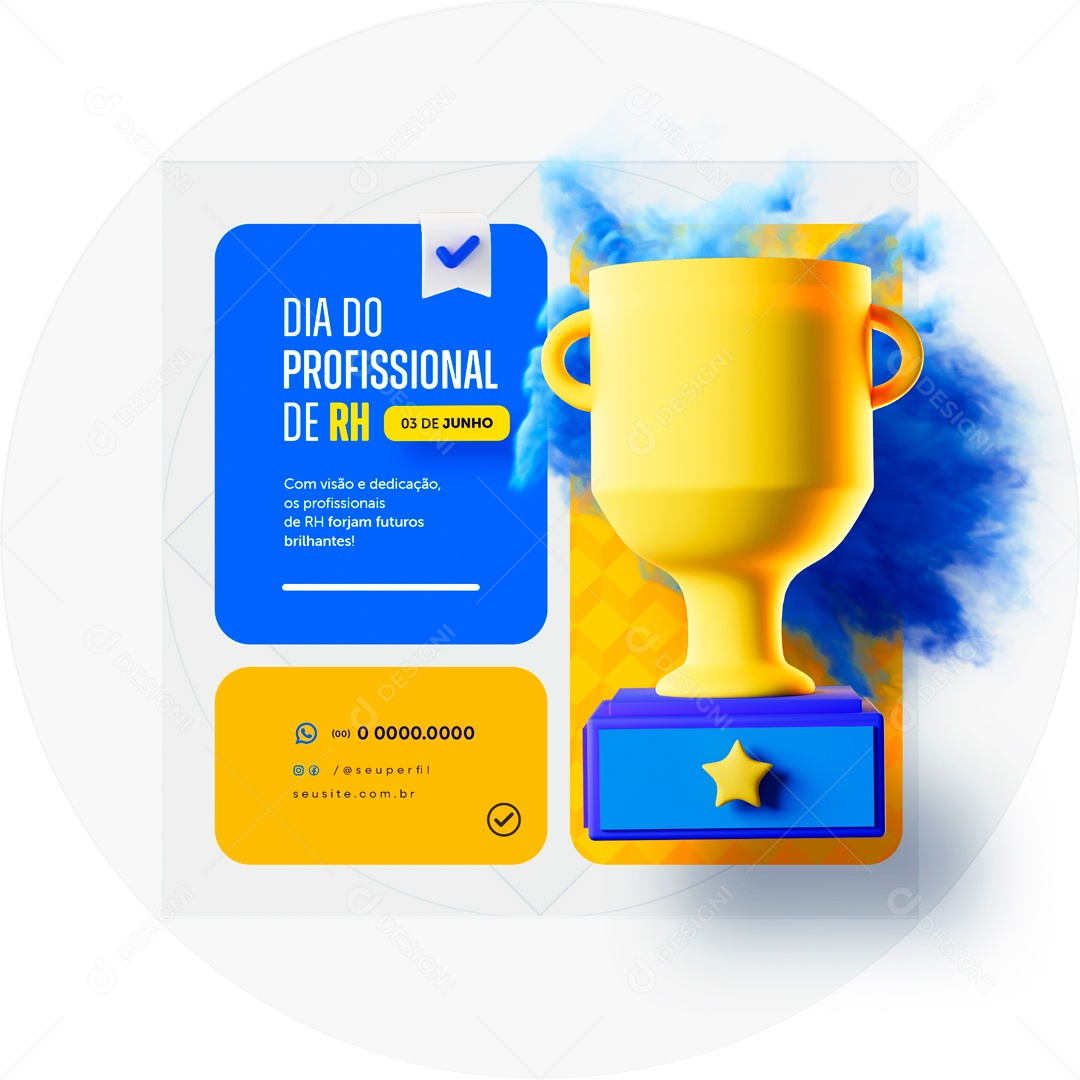 Dia do Profissional de RH 03 de Junho com Visão e Dedicação Social Media PSD Editável