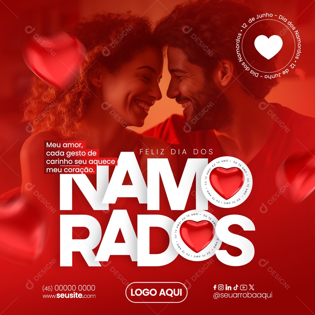 Dia dos Namorados 12 de Junho Meu Amor Social Media PSD Editável