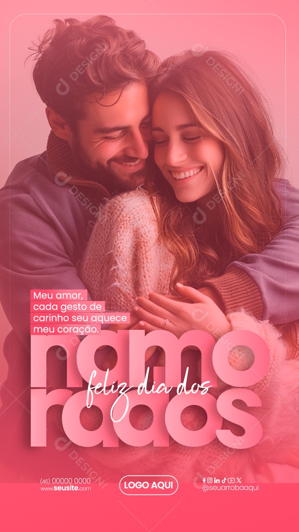 Story Dia dos Namorados 12 de Junho Meu Amor Cada Gesto de Carinho Social Media PSD Editável