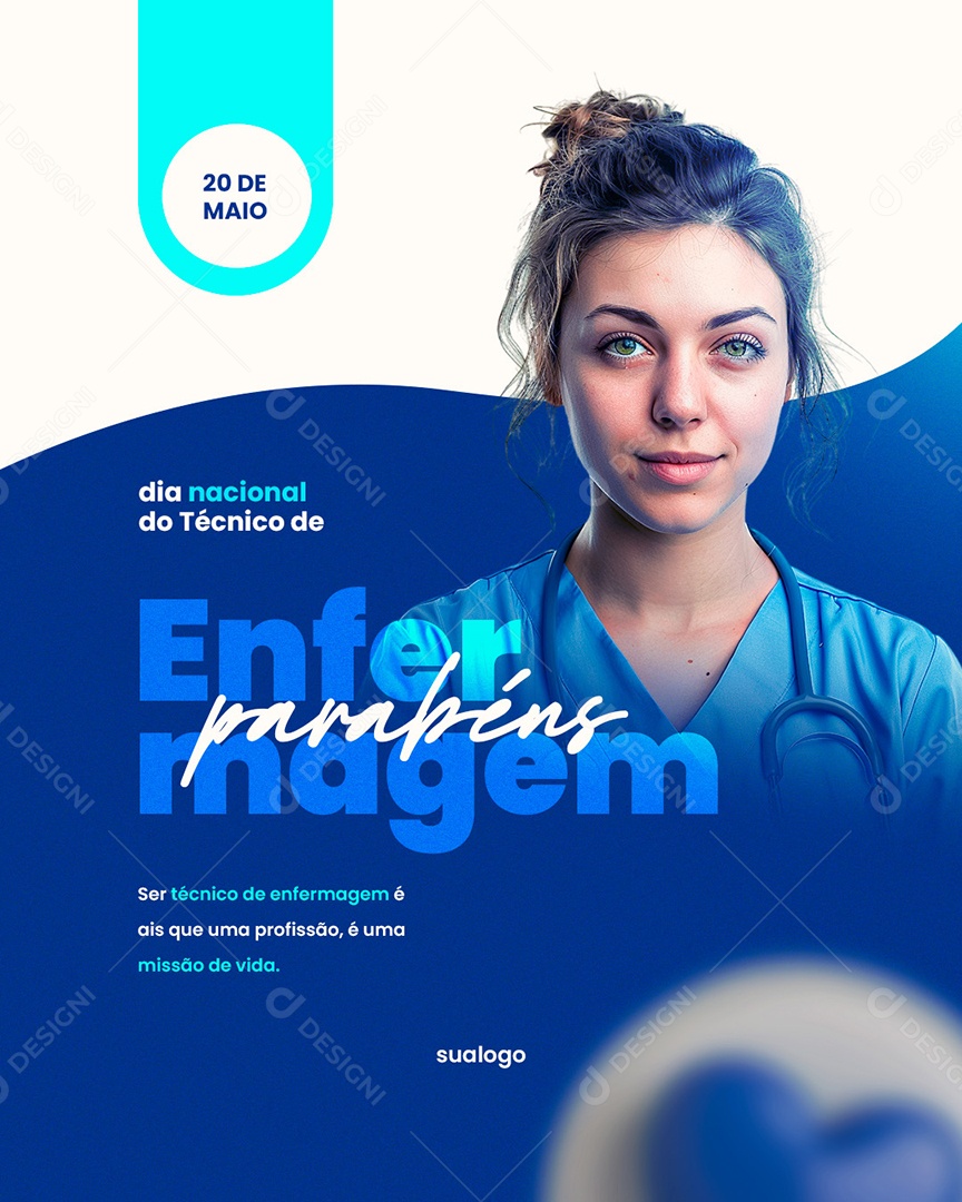 Social Media Dia Nacional do Técnico e Auxiliar em Enfermagem Parabéns PSD Editável