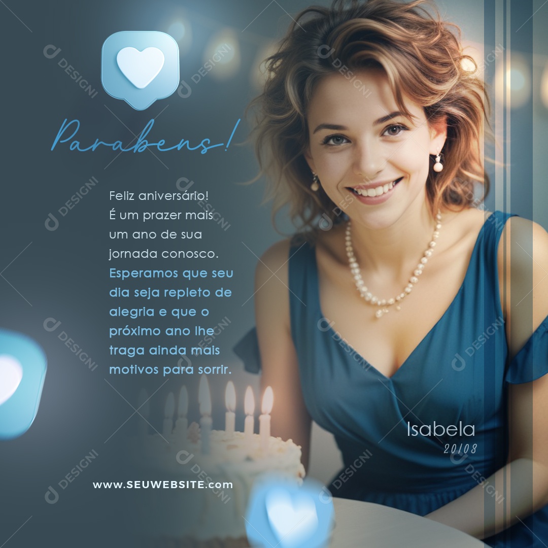 Feliz Aniversário Isabela Parabéns Social Media PSD Editável
