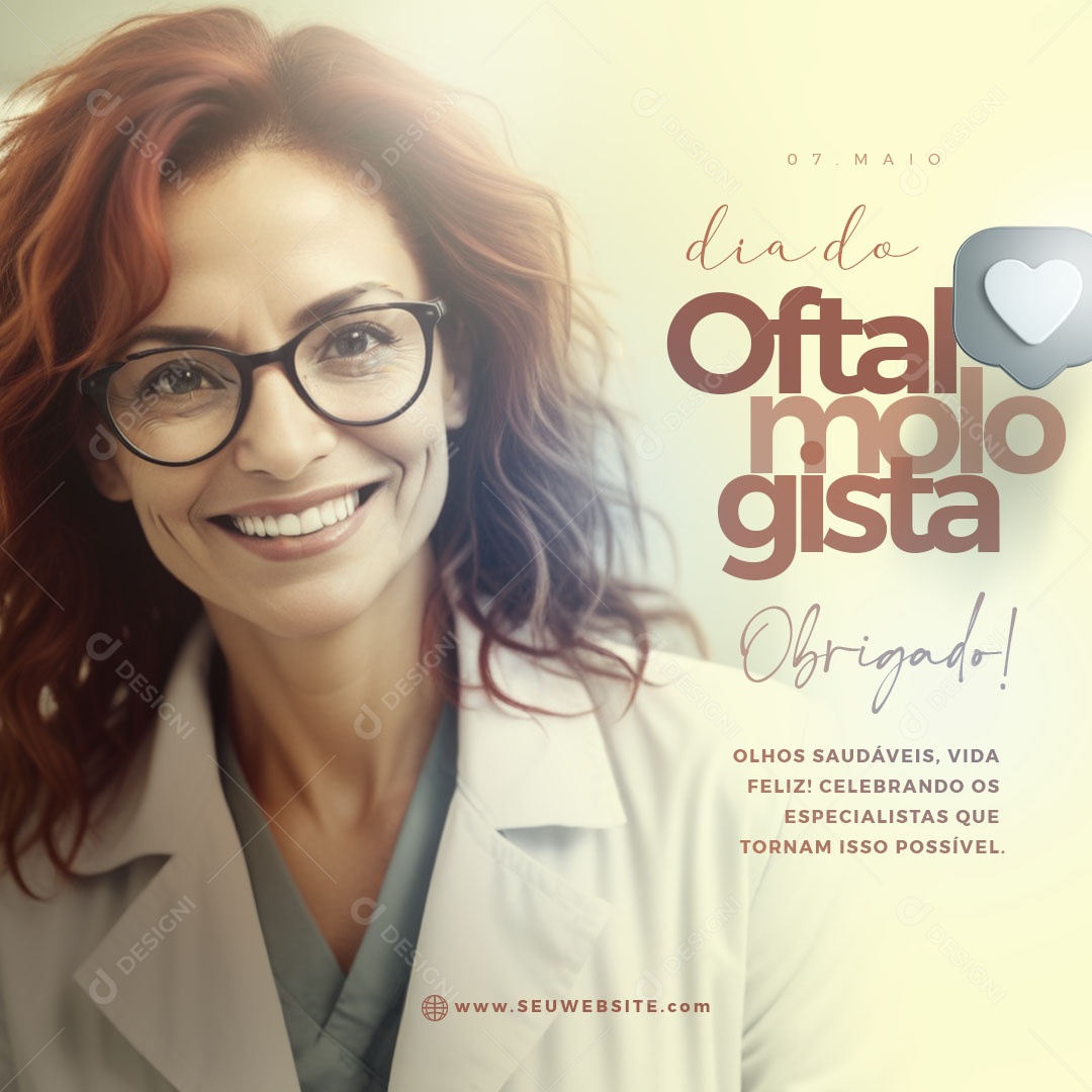 Dia do Oftalmologista 07 de Maio Obrigado Social Media PSD Editável