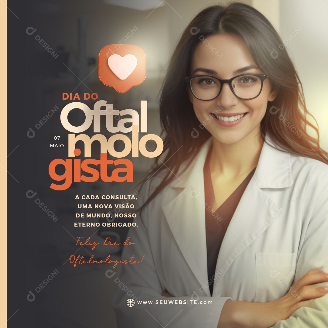 Feliz Dia do Oftalmologista 07 de Maio Social Media PSD Editável