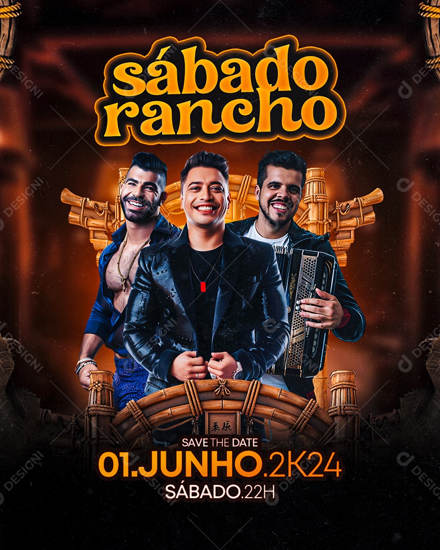 Flyer Sábado Rancho Save The Date Social Media PSD Editável