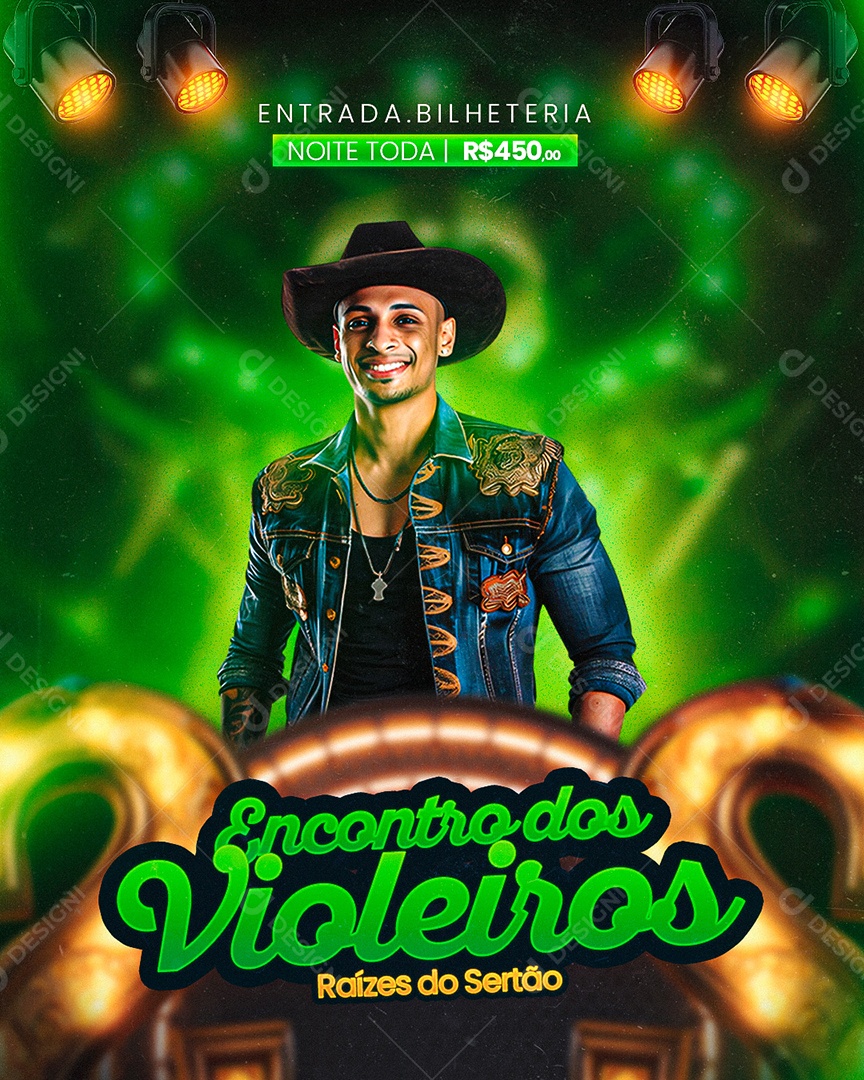 Flyer Encontro dos Violeiros Social Media PSD Editável