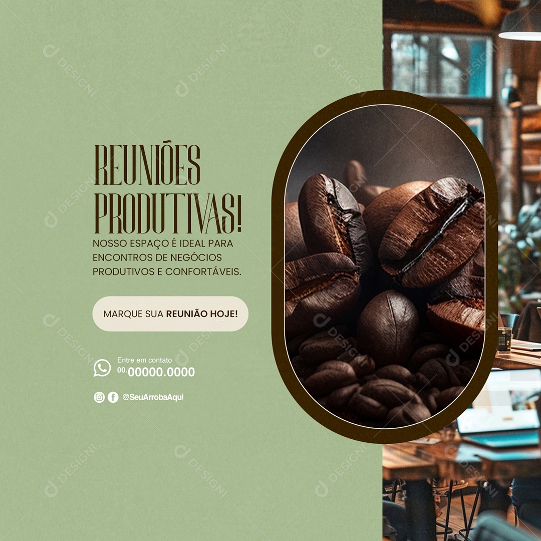 Cafeteria Reuniões Produtivas Media PSD Editável