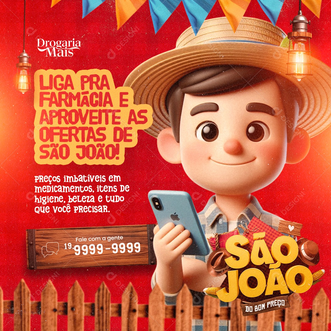 Farmácia São João Ofertas Preços Imbatíveis Social Media PSD Editável