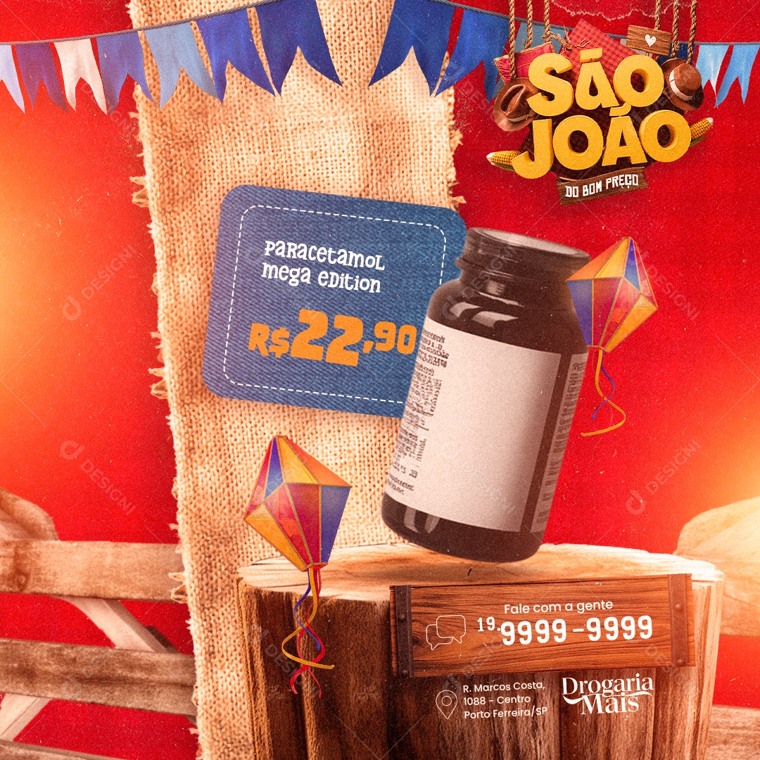 Farmácia São João Produto Social Media PSD Editável