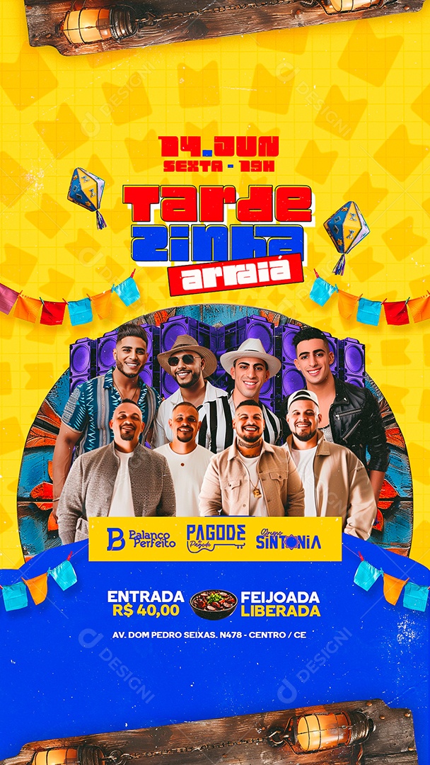 Story Flyer Tardezinha Arraiá Balanço Perfeito Pagode do Pagode Grupo Sintonia Social Media PSD Editável