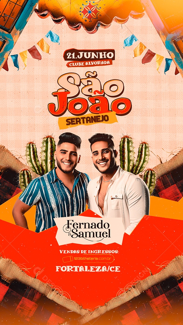 Story Flyer São João Sertanejo Fernado e Samuel Social Media PSD Editável