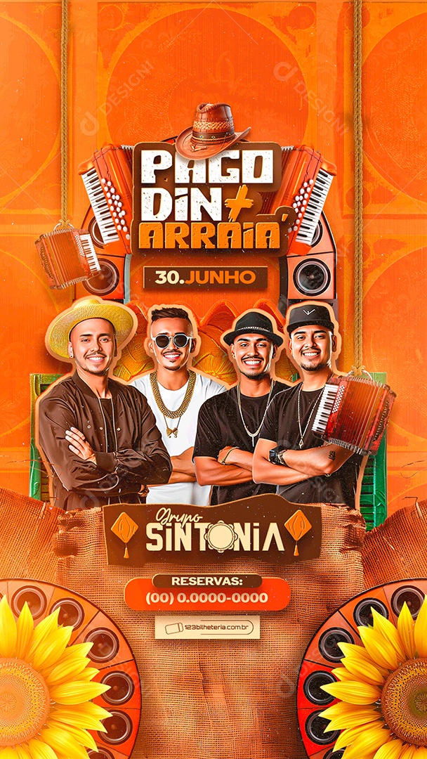 Story Flyer Pagodin Arraia Grupo Sintonia Reservas Social Media PSD Editável