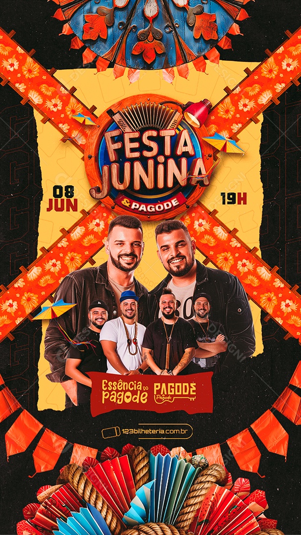 Story Flyer Festa Junina e Pagode Essência do Pagode Social Media PSD Editável